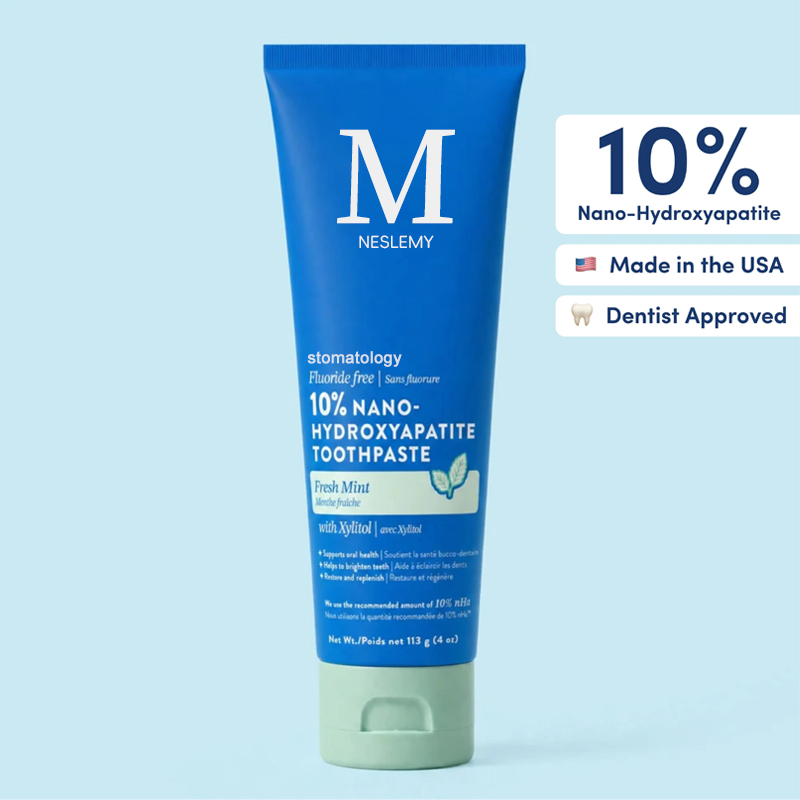 NESLEMY  stomatology  10% Nano-Hydroxyapatite Toothpaste | Fluoride-Free Enamel Care, Fresh Mint, Made in USA, Gentle Formula, Safe For All Oral