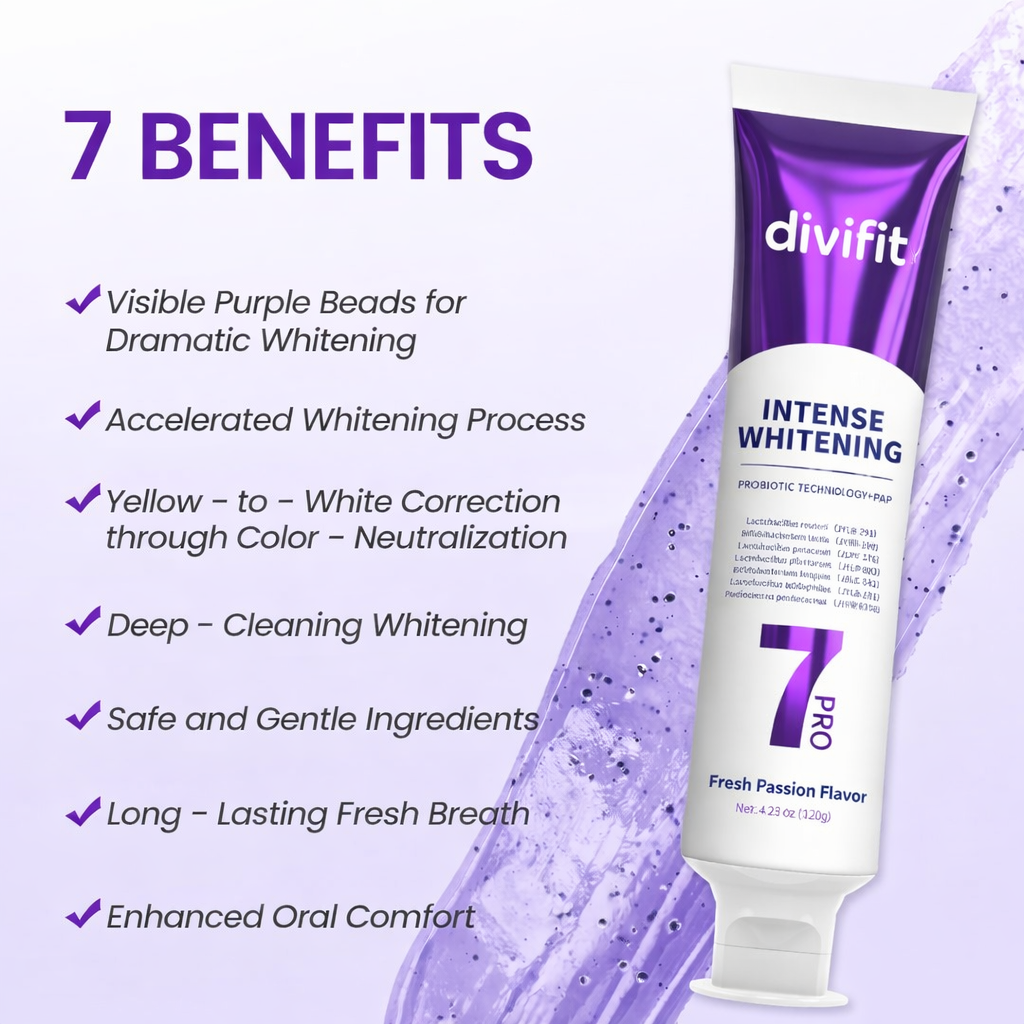 7-Pro Whitening Toothpaste – Purple Correcting Formula with 7 Probiotics for Stronger Enamel & All-Day Fresh Breath