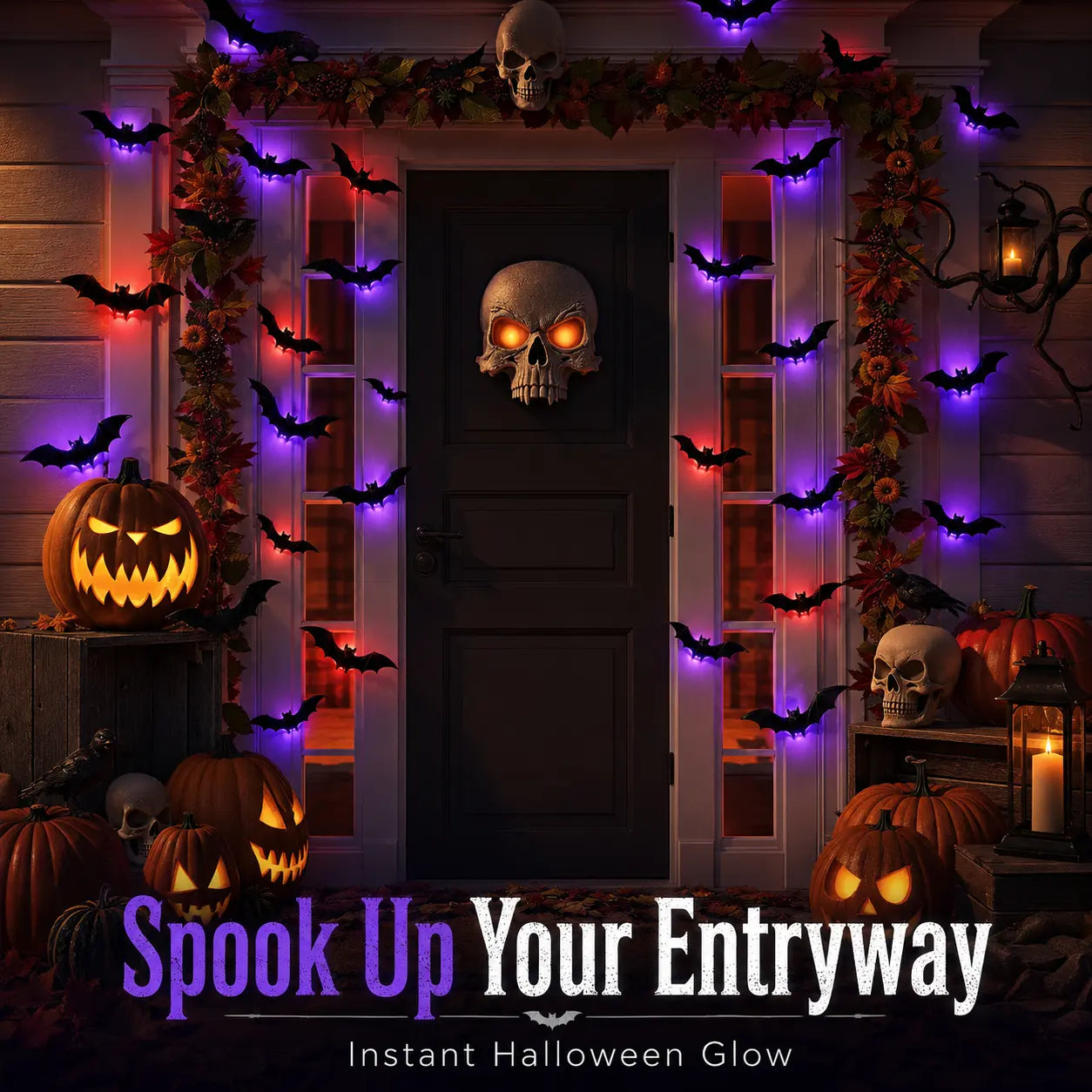 3D Bat Light LED Decorations, 12pcs/24pcs Halloween Spooky Ornaments, Bendable Wall Stickers with Smooth Bubble-Free Application, Easy Install Battery Powered Glowing Decor, Non-Remote Indoor Decor for Home, Party, Window, Door, Festival