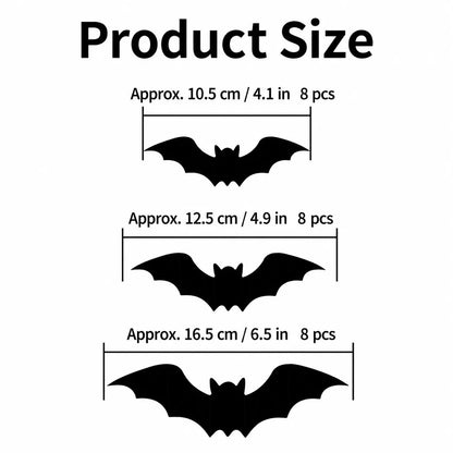 3D Bat Light LED Decorations, 12pcs/24pcs Halloween Spooky Ornaments, Bendable Wall Stickers with Smooth Bubble-Free Application, Easy Install Battery Powered Glowing Decor, Non-Remote Indoor Decor for Home, Party, Window, Door, Festival